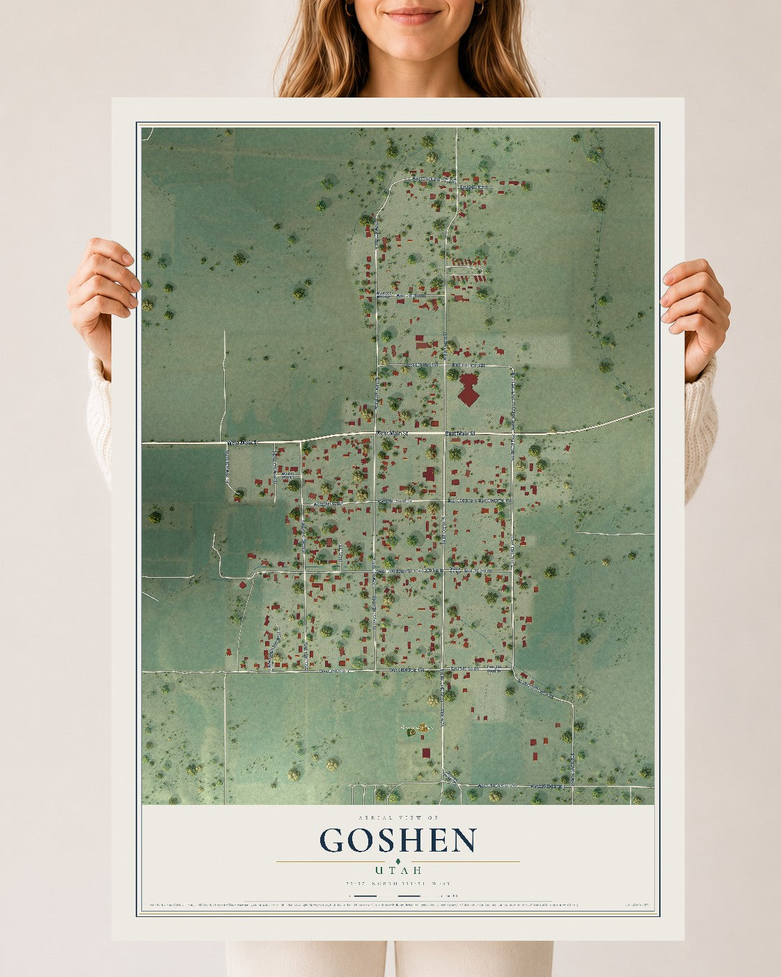 Map of Goshen, Utah, 24 x 36 inch unframed archival matte print