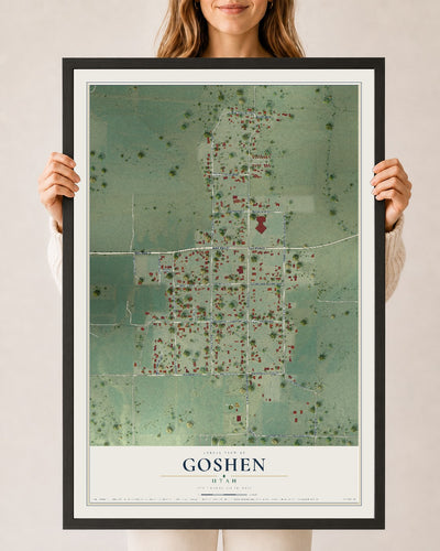 Map of Goshen, Utah, 24 x 36 inch print in a black wood frame