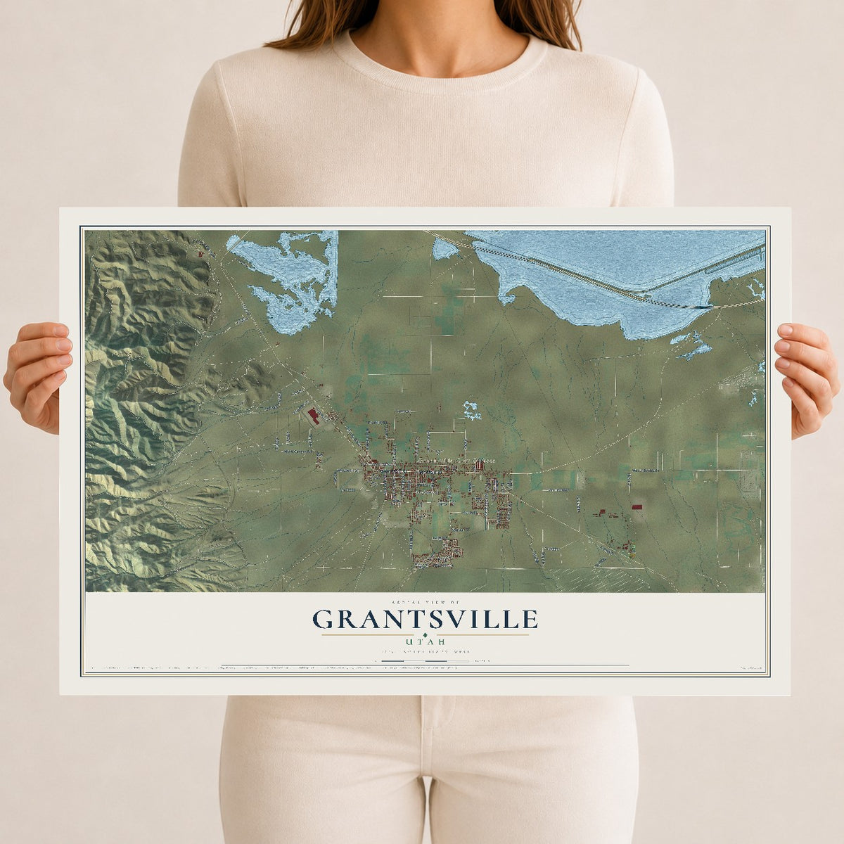 Map of Grantsville, Utah, 12 x 18 inch unframed archival matte print