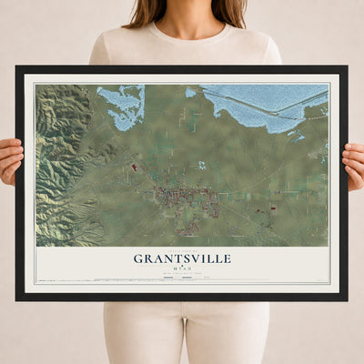 Map of Grantsville, Utah, 18 x 24 inch print in a black wood frame