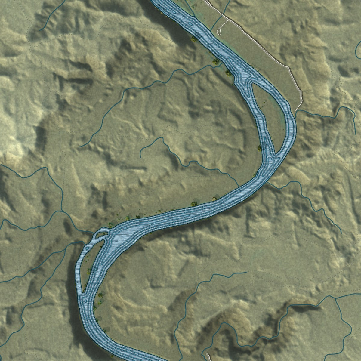Second close-up of the map of Green River, Utah print showing more streets and buildings