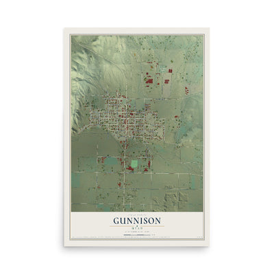Map of Gunnison, Utah, 12 x 18 inch unframed archival matte print
