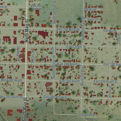 Close-up of the map of Gunnison, Utah print showing street and building detail