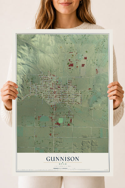 Map of Gunnison, Utah, 18 x 24 inch unframed archival matte print