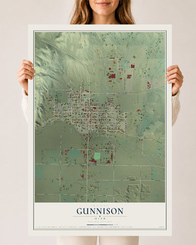 Map of Gunnison, Utah, 24 x 36 inch unframed archival matte print