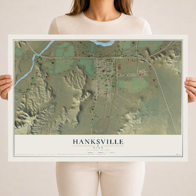 Map of Hanksville, Utah, 18 x 24 inch unframed archival matte print