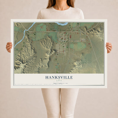 Map of Hanksville, Utah, 24 x 36 inch unframed archival matte print