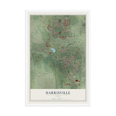 Map of Harrisville, Utah, 12 x 18 inch print in a white wood frame