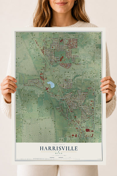 Map of Harrisville, Utah, 18 x 24 inch unframed archival matte print