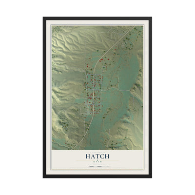 Map of Hatch, Utah, 12 x 18 inch print in a black wood frame