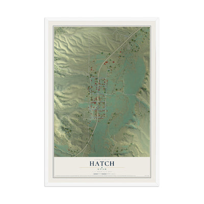 Map of Hatch, Utah, 12 x 18 inch print in a white wood frame