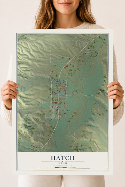 Map of Hatch, Utah, 18 x 24 inch unframed archival matte print