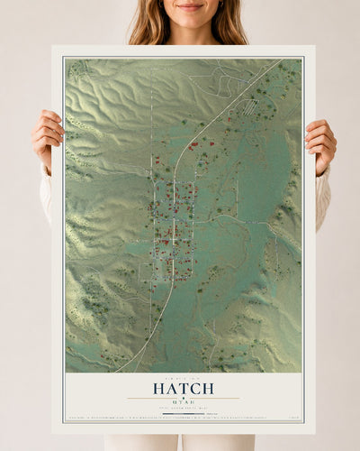 Map of Hatch, Utah, 24 x 36 inch unframed archival matte print