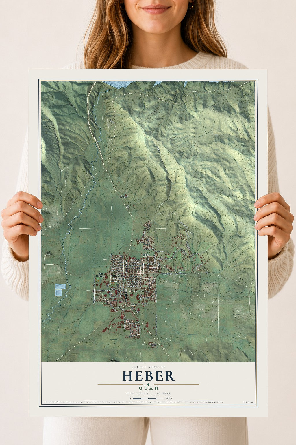 Map of Heber, Utah, 18 x 24 inch unframed archival matte print