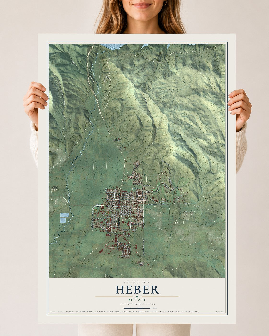 Map of Heber, Utah, 24 x 36 inch unframed archival matte print