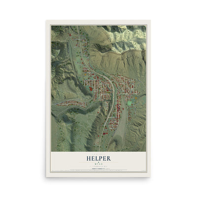 Map of Helper, Utah, 12 x 18 inch unframed archival matte print