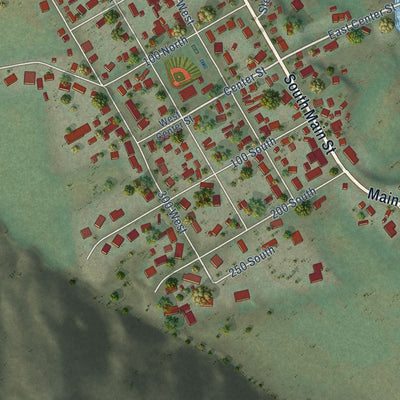 Close-up of the map of Henefer, Utah print showing street and building detail