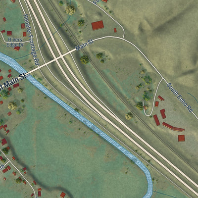Second close-up of the map of Henefer, Utah print showing more streets and buildings