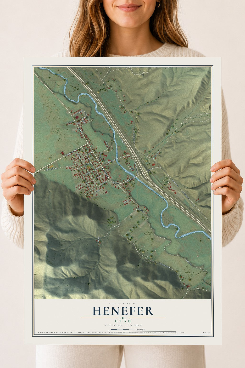 Map of Henefer, Utah, 18 x 24 inch unframed archival matte print