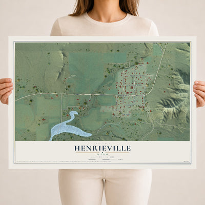 Map of Henrieville, Utah, 18 x 24 inch unframed archival matte print