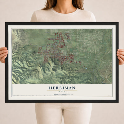 Map of Herriman, Utah, 18 x 24 inch print in a black wood frame