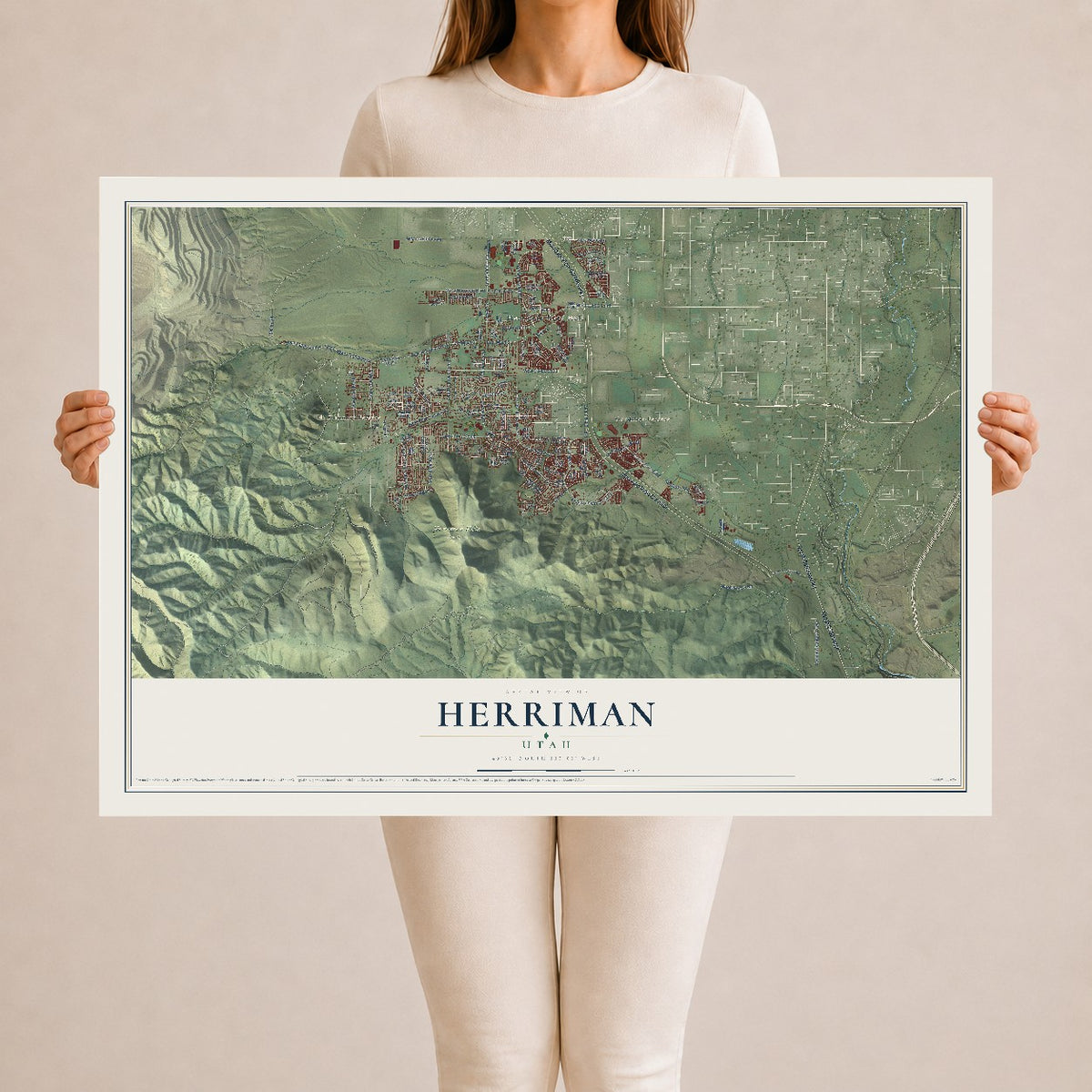 Map of Herriman, Utah, 24 x 36 inch unframed archival matte print