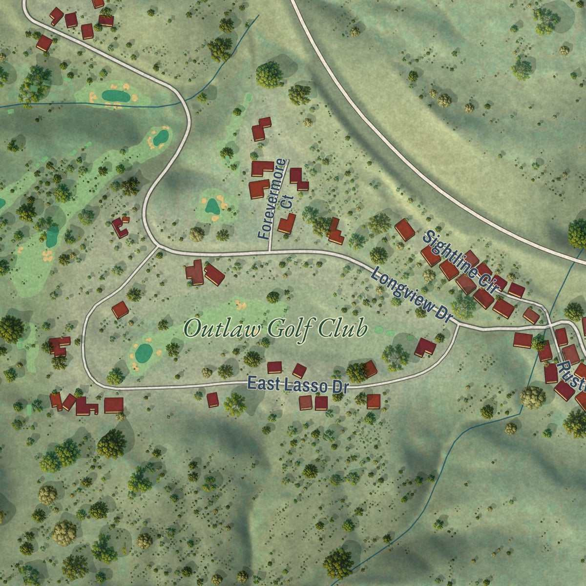Close-up of the map of Hideout, Utah print showing street and building detail