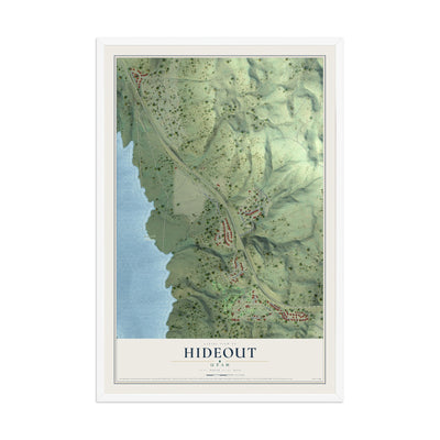 Map of Hideout, Utah, 12 x 18 inch print in a white wood frame