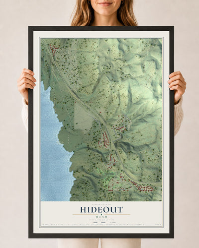 Map of Hideout, Utah, 24 x 36 inch print in a black wood frame
