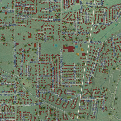 Close-up of the map of Highland, Utah print showing street and building detail
