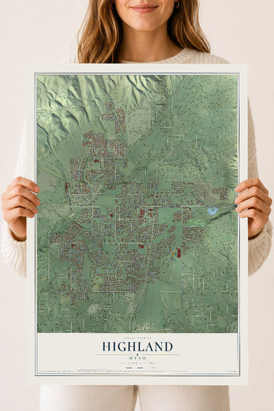 Map of Highland, Utah, 18 x 24 inch unframed archival matte print