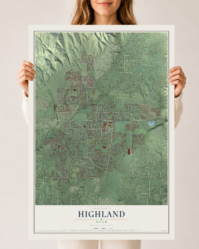 Map of Highland, Utah, 24 x 36 inch unframed archival matte print