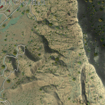 Second close-up of the map of Hildale, Utah print showing more streets and buildings