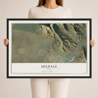 Map of Hildale, Utah, 24 x 36 inch print in a black wood frame