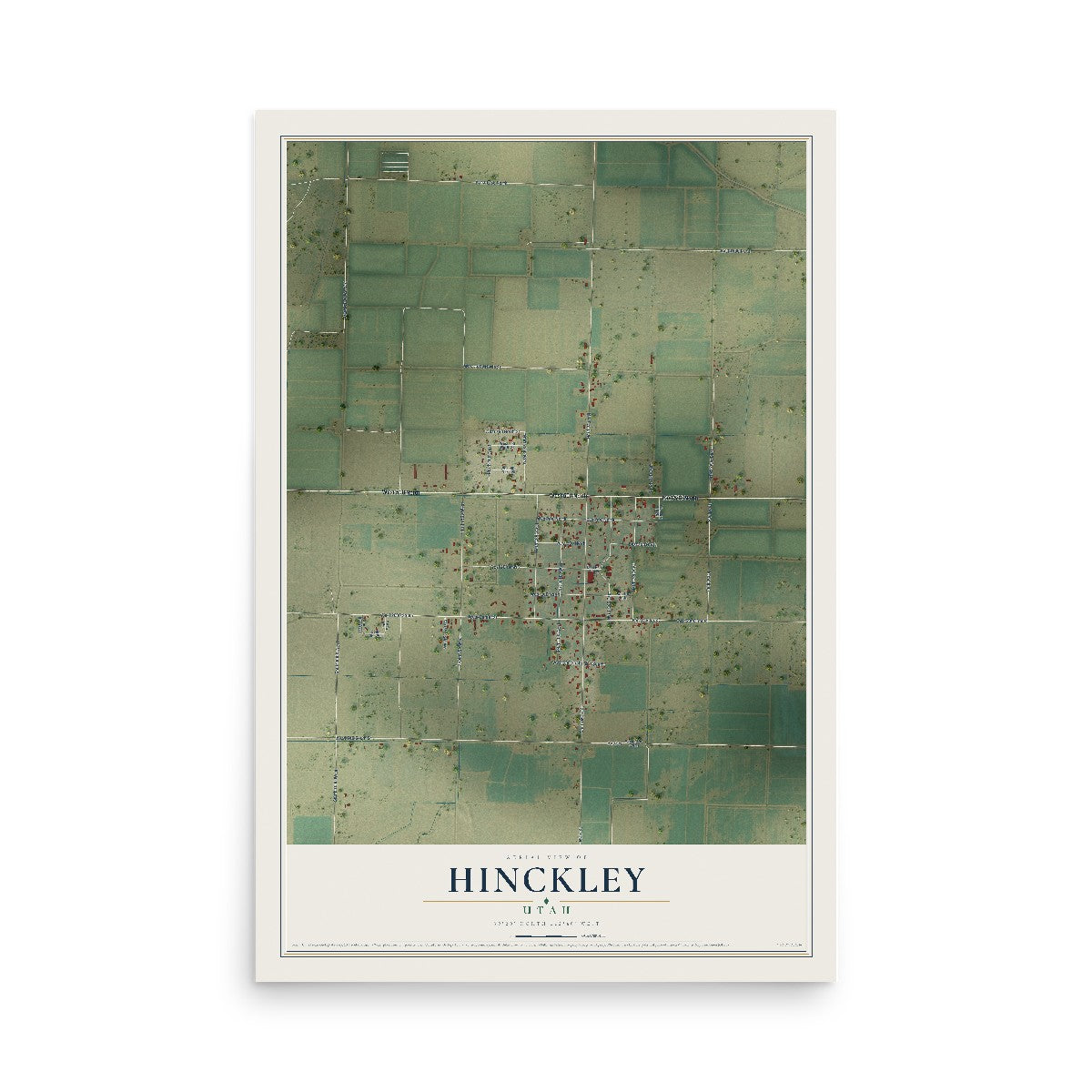 Map of Hinckley, Utah, 12 x 18 inch unframed archival matte print