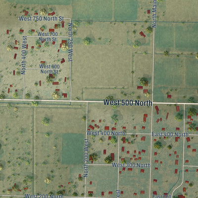 Close-up of the map of Hinckley, Utah print showing street and building detail