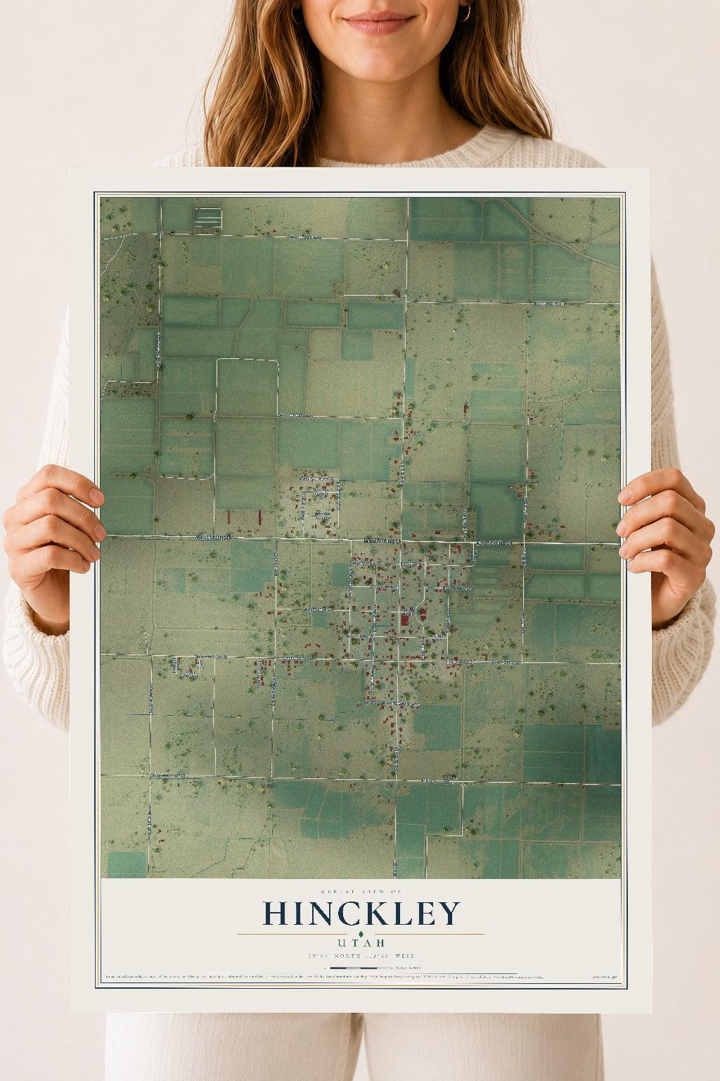 Map of Hinckley, Utah, 18 x 24 inch unframed archival matte print