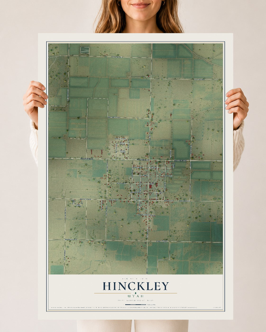 Map of Hinckley, Utah, 24 x 36 inch unframed archival matte print