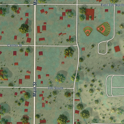 Close-up of the map of Holden, Utah print showing street and building detail