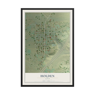 Map of Holden, Utah, 12 x 18 inch print in a black wood frame