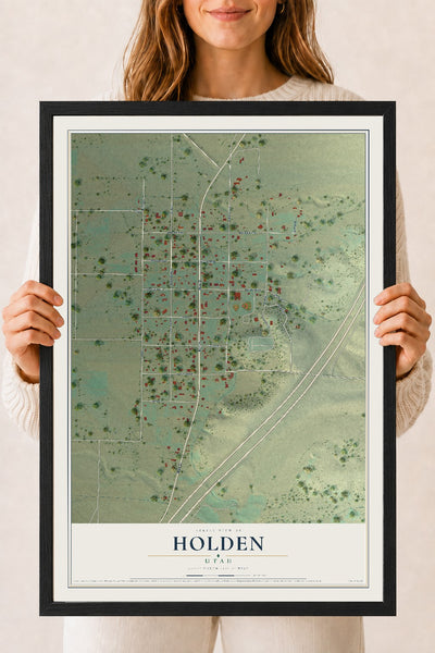 Map of Holden, Utah, 18 x 24 inch print in a black wood frame