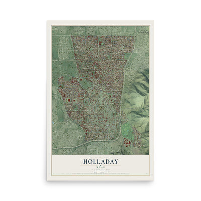 Map of Holladay, Utah, 12 x 18 inch unframed archival matte print
