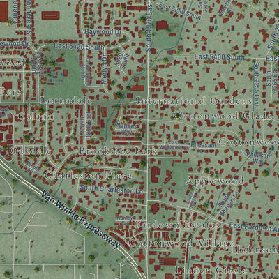 Second close-up of the map of Holladay, Utah print showing more streets and buildings