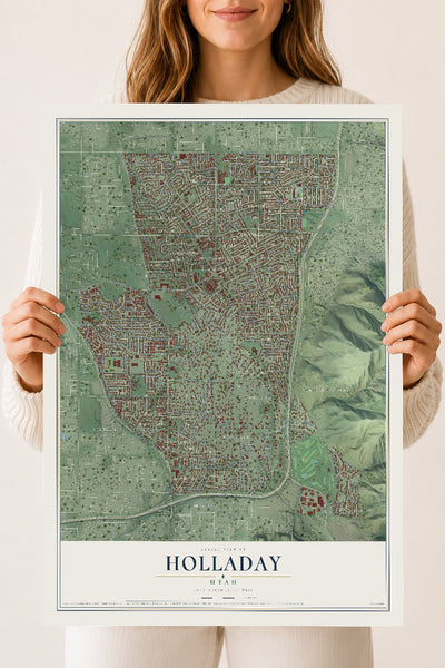 Map of Holladay, Utah, 18 x 24 inch unframed archival matte print