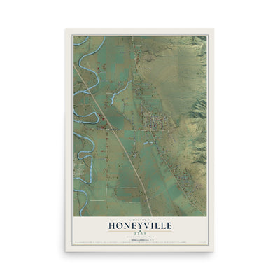 Map of Honeyville, Utah, 12 x 18 inch unframed archival matte print