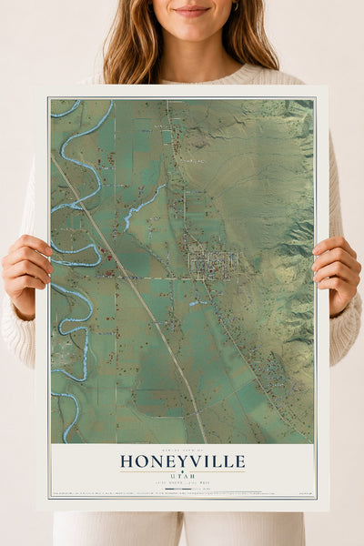 Map of Honeyville, Utah, 18 x 24 inch unframed archival matte print