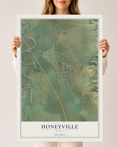 Map of Honeyville, Utah, 24 x 36 inch unframed archival matte print