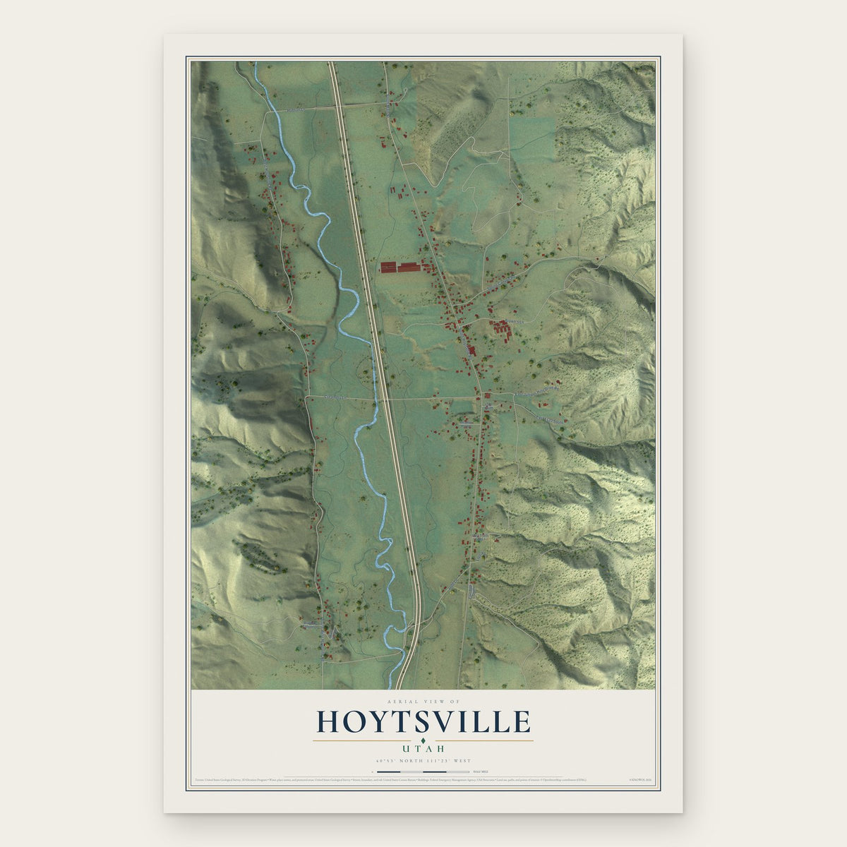 Hoytsville, Utah map print, the full design