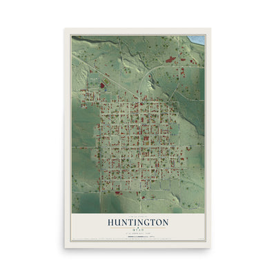 Map of Huntington, Utah, 12 x 18 inch unframed archival matte print