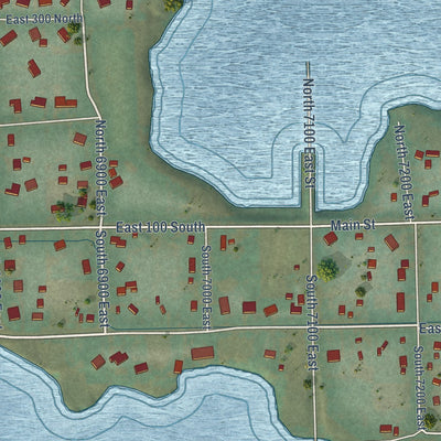 Close-up of the map of Huntsville, Utah print showing street and building detail
